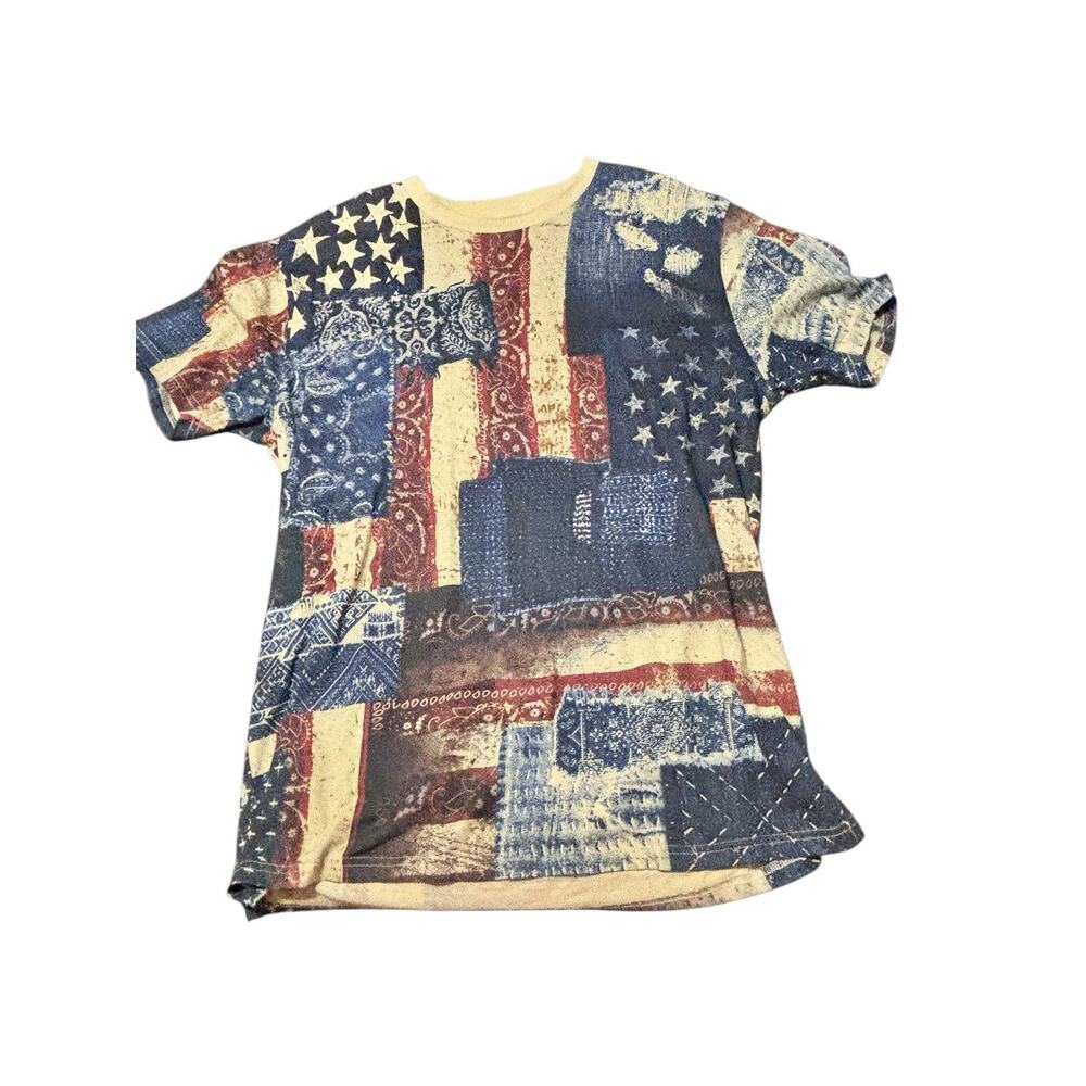 Super Massive All Over American Flag Bandana Patriotic Print Cotton S/S Tshirt